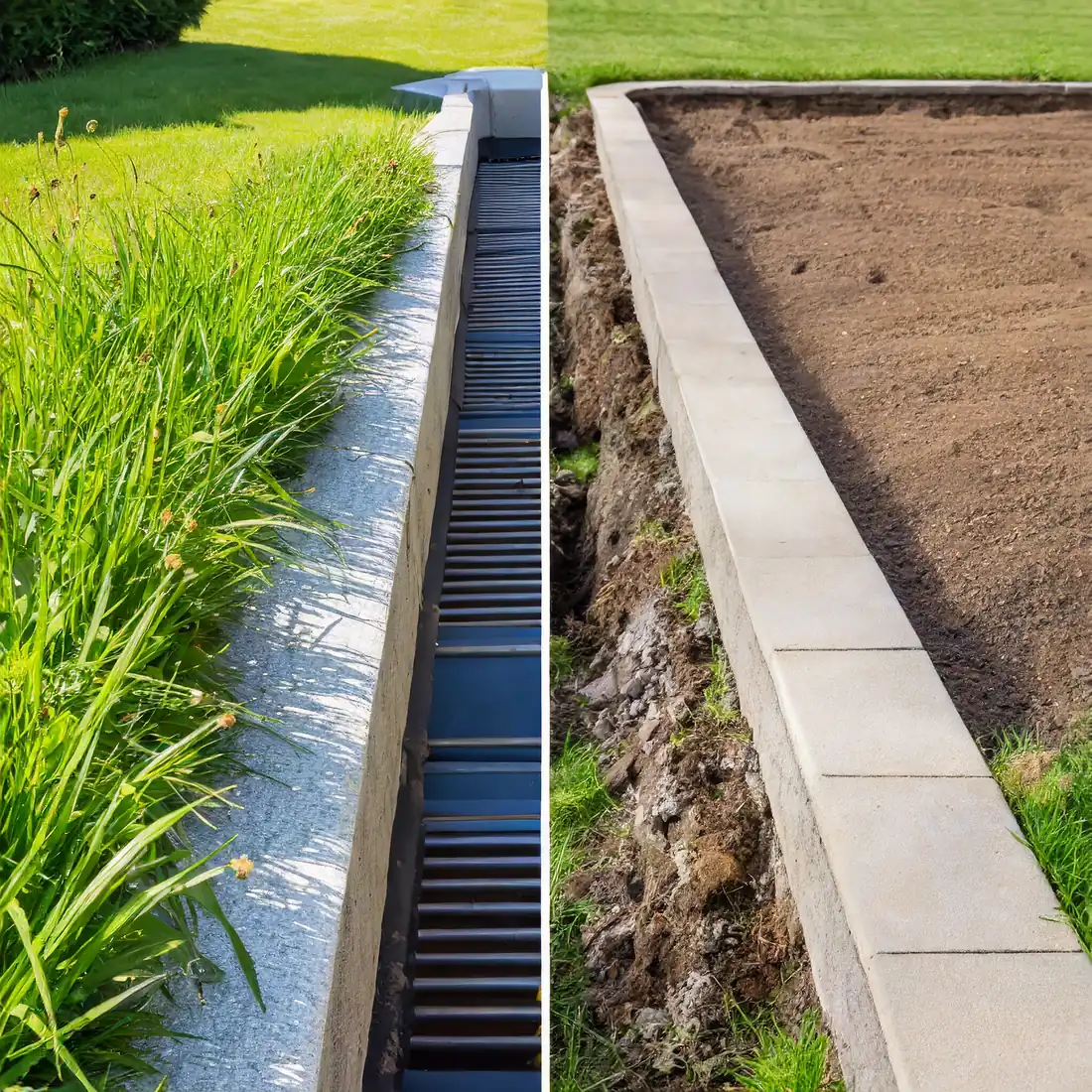 Channel drain protecting a foundation