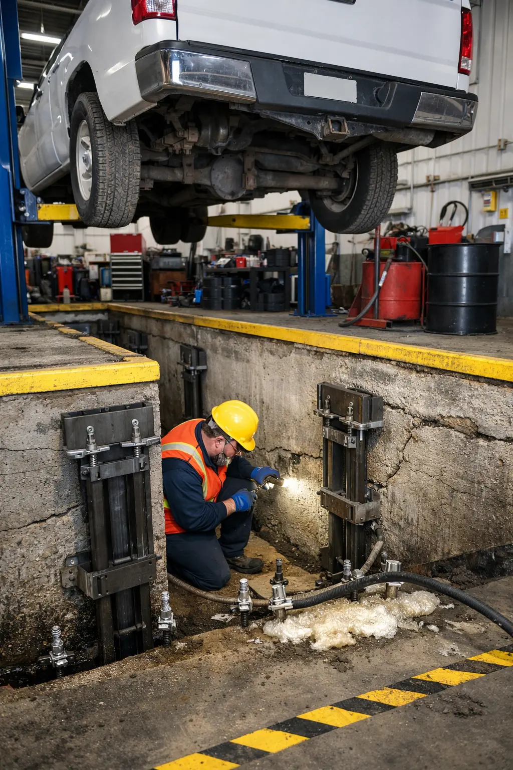 Commercial lube pit foundation repair