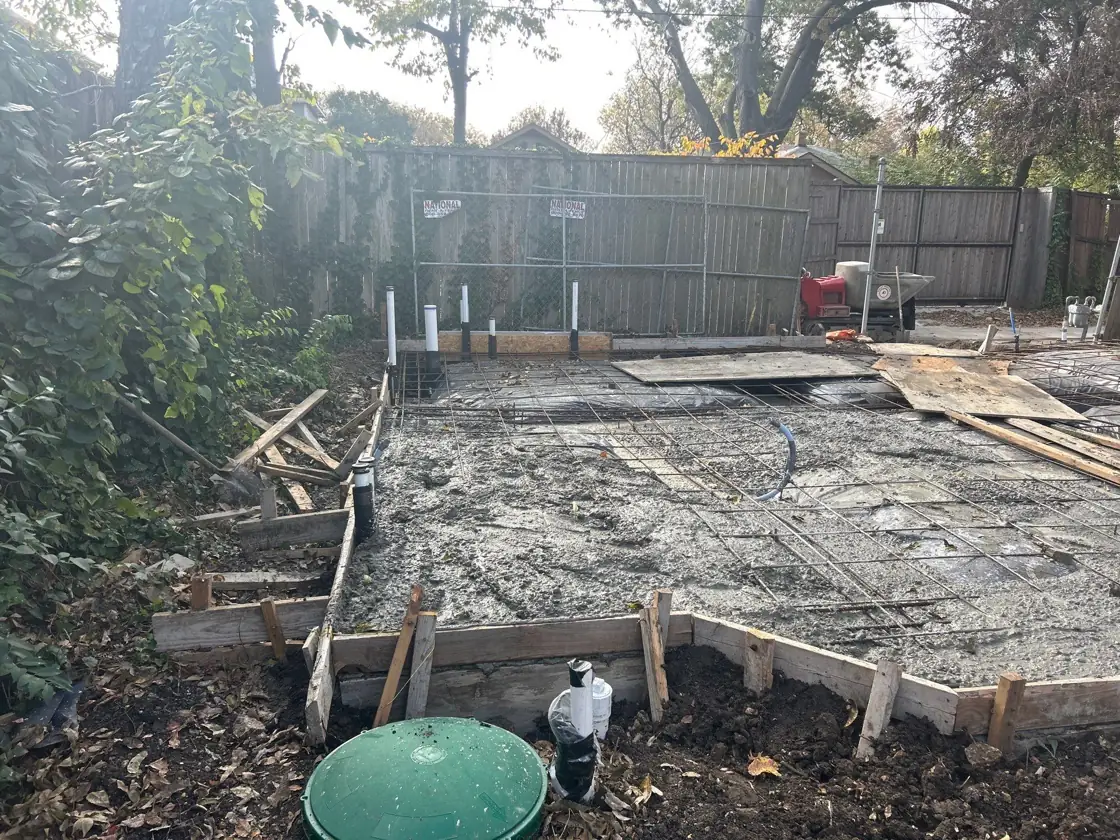 Formed slab with reinforcement ready for pour