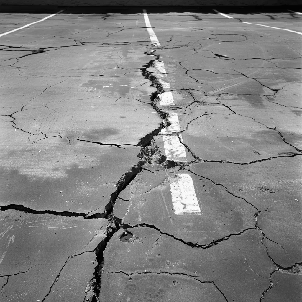 Cracked concrete surface close-up
