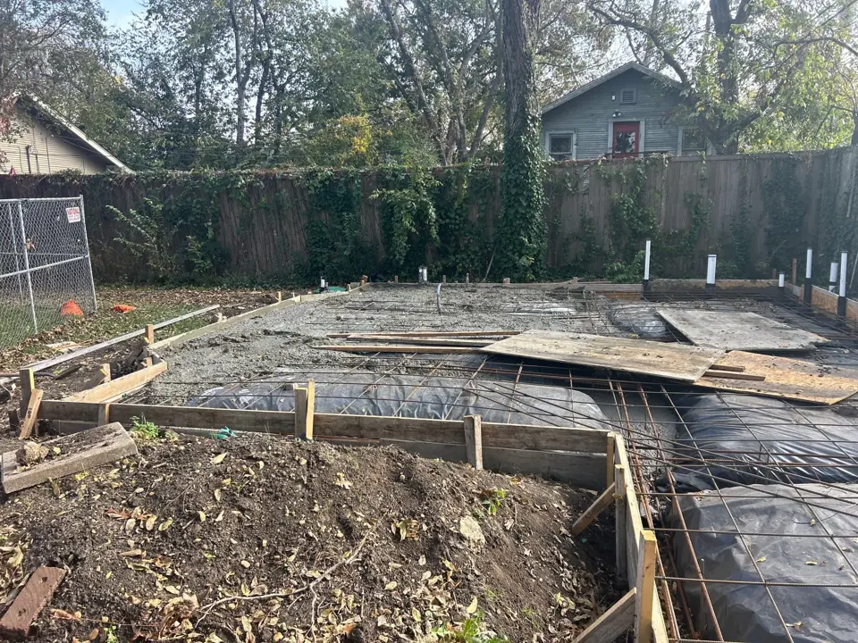 Graded building pad with forms set for a new foundation