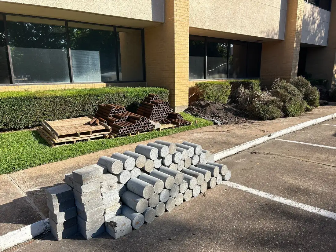 Foundation stabilization and erosion repair at the Creekside commercial property (photo 1)