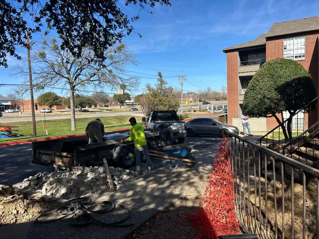 Steel pier stabilization and drainage repair at the Lewisville multifamily property (photo 2)