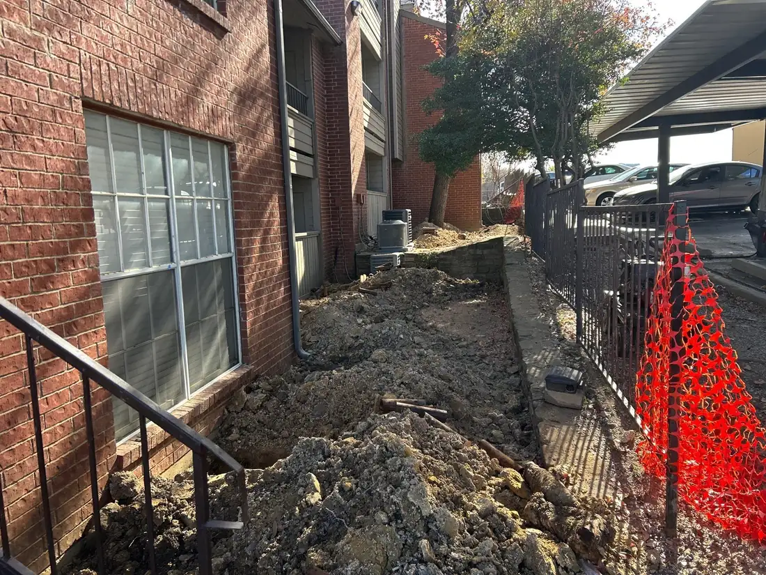 Steel pier stabilization and drainage repair at the Lewisville multifamily property (photo 3)