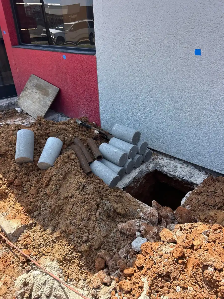 Polyurethane foam injection at the restaurant foundation repair project (photo 2)