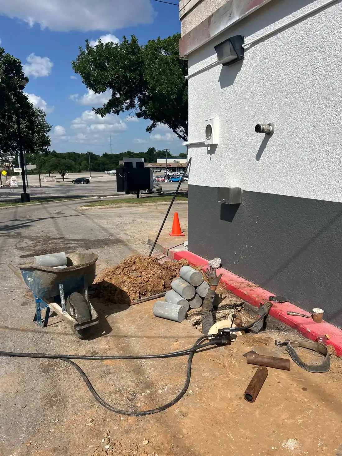 Polyurethane foam injection at the restaurant foundation repair project (photo 3)