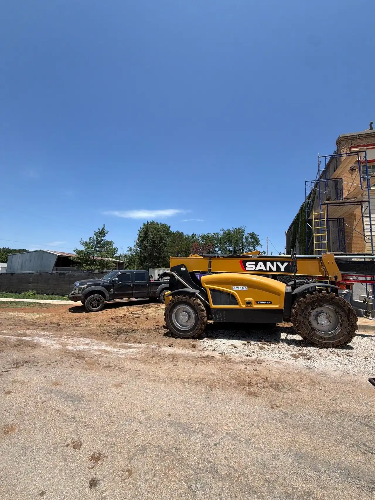 Telehandler on a graded building pad