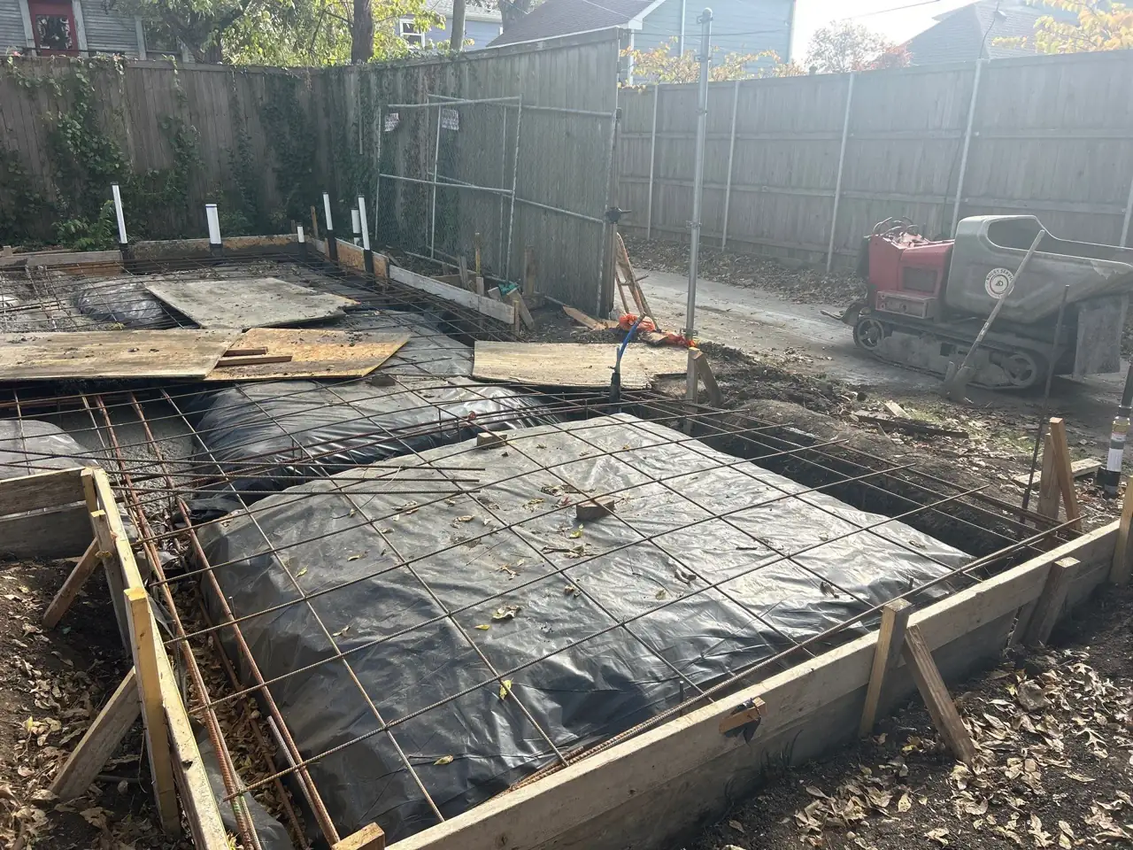 Formed foundation prepared for concrete placement