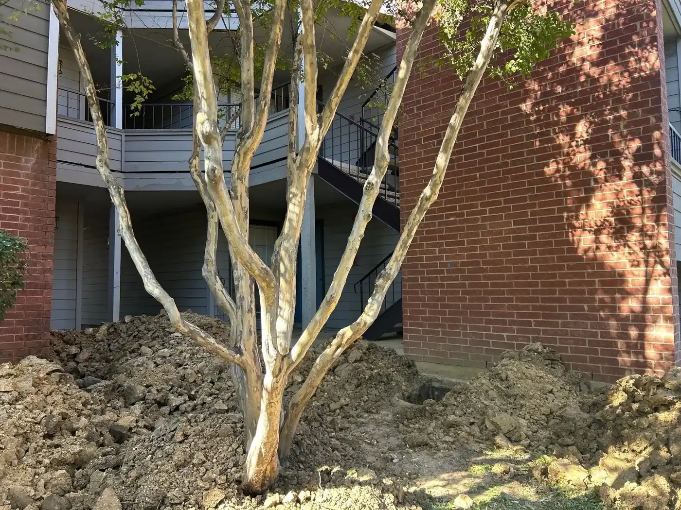 Steel pier installation at a Lewisville multifamily property